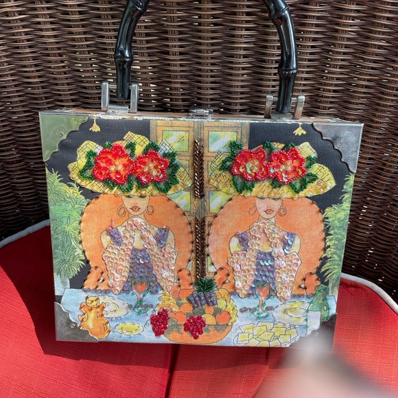 Braciano Handmade Fine Cigar Box Embellished Beads Lined Purse Handbag - Picture 3 of 9